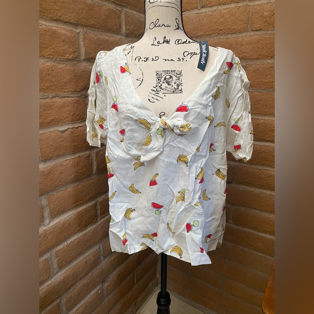 NWT ModCloth Tie-front Fruit Blouse